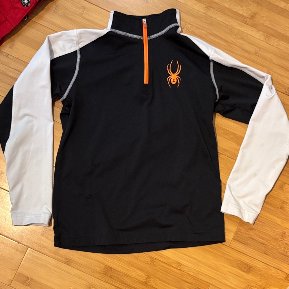 Spyder Kids Black and White Ski Shirt with Orange Accent